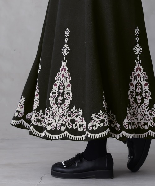 osharewalker（オシャレウォーカー）の「【廃盤】『モチーフ柄ニットジャカードスカート』（スカート・レディース・ブラック・2/1）」の9枚目の写真