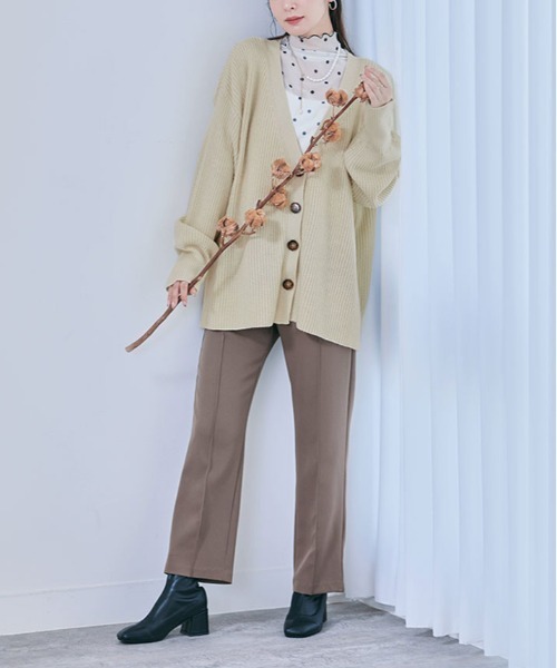 kirakiraShop(キラキラショップ)の「Vネック オーバーニット カーディガン(カーディガン/ボレロ・レディース・ブラック/クリーム/ダークベージュ/ブラウン/パープル/グリーン・FREE)」の20枚目の写真