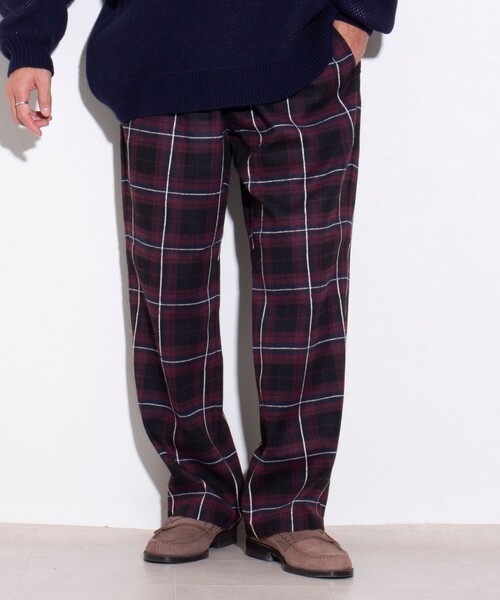 GLOSTER(グロスター)の「【GLOSTER/グロスター】GOODNESS イージーパンツ (チェック/ストライプ)(その他パンツ・メンズ・グレー/ブルー系その他2/バーガンディー/ブルー系その他・S/M/L)」の1枚目の写真
