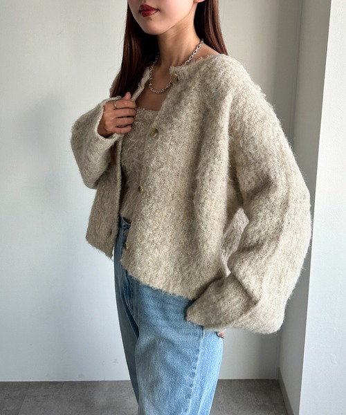 apres jour mignon（アプレジュールミニョン）の「ふわふわ起毛カーディガン【ZOZOTOWN限定アイテム】【SETUP着用可能】（カーディガン/ボレロ・レディース・グレー/アイボリー/ブルー・X-LARGE/フリー）」の6枚目の写真
