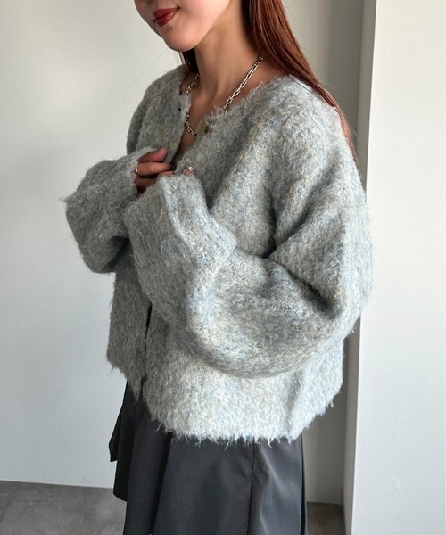apres jour mignon（アプレジュールミニョン）の「ふわふわ起毛カーディガン【ZOZOTOWN限定アイテム】【SETUP着用可能】（カーディガン/ボレロ・レディース・グレー/アイボリー/ブルー・X-LARGE/フリー）」の19枚目の写真