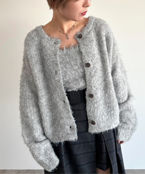 apres jour mignon（アプレジュールミニョン）の「ふわふわ起毛カーディガン【ZOZOTOWN限定アイテム】【SETUP着用可能】（カーディガン/ボレロ・レディース・グレー/アイボリー/ブルー・X-LARGE/フリー）」の12枚目の写真