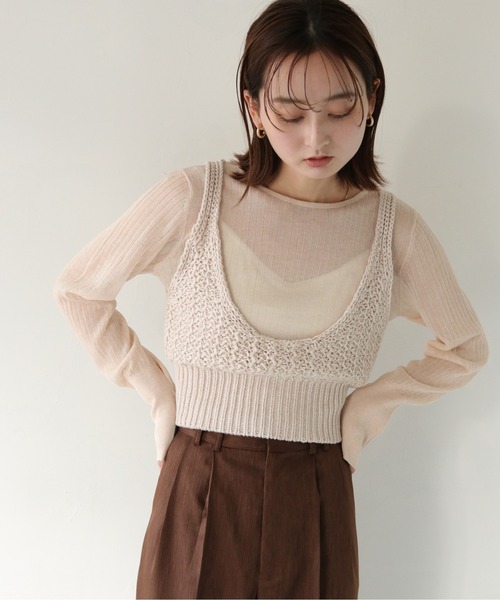 CLEIO（クレイオ）の「【CLEIO】2WAYリネンニットビスチェ/2WAY LINEN KNITTED BUSTIER/982-11602（ニット/セーター・レディース・アイボリー/ベージュ/ブラウン・FREE）」の5枚目の写真
