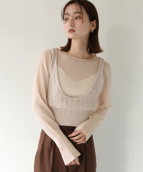 CLEIO（クレイオ）の「【CLEIO】2WAYリネンニットビスチェ/2WAY LINEN KNITTED BUSTIER/982-11602（ニット/セーター・レディース・アイボリー/ベージュ/ブラウン・FREE）」の6枚目の写真