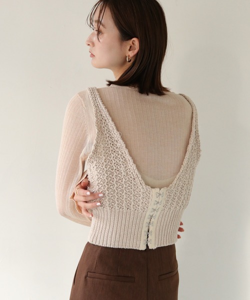 CLEIO（クレイオ）の「【CLEIO】2WAYリネンニットビスチェ/2WAY LINEN KNITTED BUSTIER/982-11602（ニット/セーター・レディース・アイボリー/ベージュ/ブラウン・FREE）」の8枚目の写真