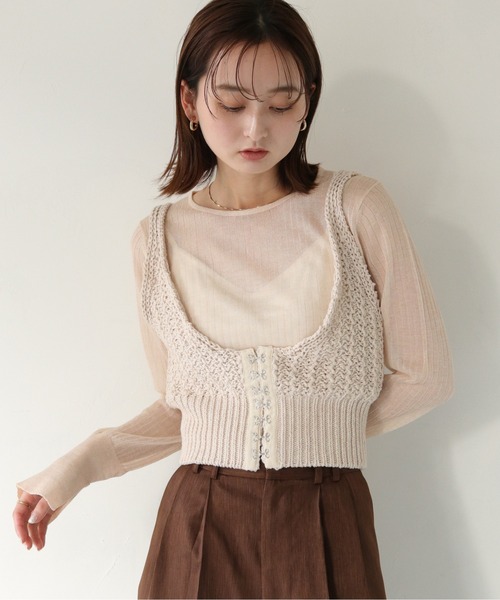CLEIO（クレイオ）の「【CLEIO】2WAYリネンニットビスチェ/2WAY LINEN KNITTED BUSTIER/982-11602（ニット/セーター・レディース・アイボリー/ベージュ/ブラウン・FREE）」の10枚目の写真