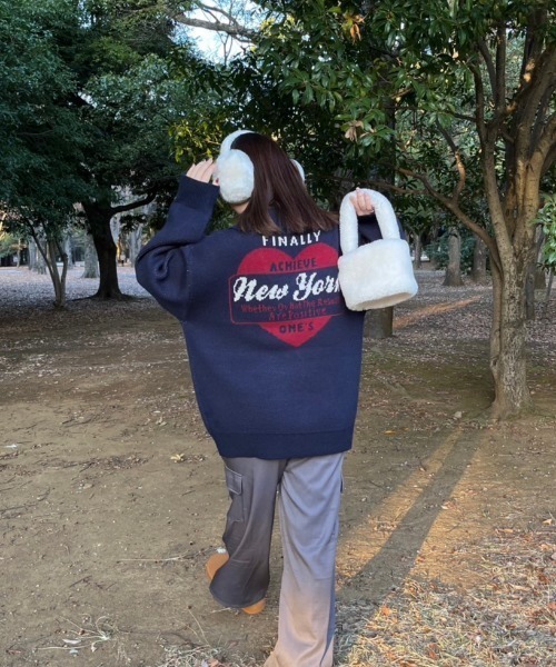 nemne store(ネンネストア)の「【低身長サイズあり】モチーフハーフジップニット(ニット/セーター・レディース・ネイビー系2/グレー/ボルドー/アイボリー/ライトブルー/ネイビー系1・SMALL/MEDIUM)」の15枚目の写真
