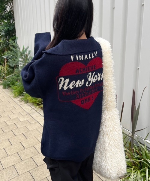 nemne store(ネンネストア)の「【低身長サイズあり】モチーフハーフジップニット(ニット/セーター・レディース・ネイビー系2/グレー/ボルドー/アイボリー/ライトブルー/ネイビー系1・SMALL/MEDIUM)」の18枚目の写真