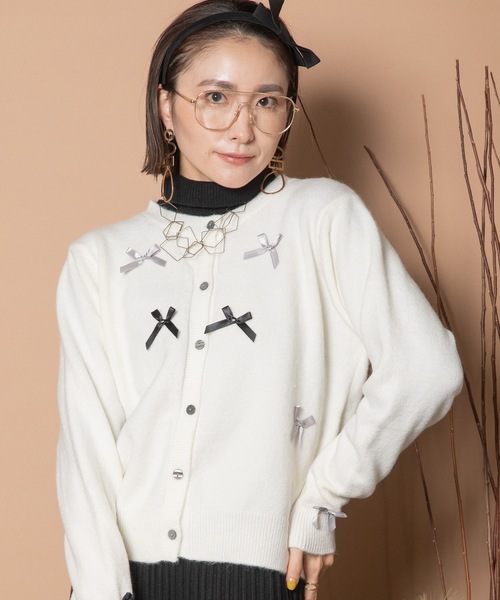 MHBG TOKYO(エムエイチビージートーキョー)の「リボンモチーフカーデ(カーディガン/ボレロ・レディース・グレー/ブラック/アイボリー・FREE)」の18枚目の写真