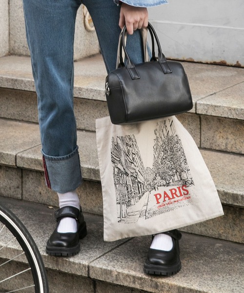 BONLECILL（ボンルシール）の「PARIS スーベニアコットンリネントートバッグ（トートバッグ・レディース・ブラック/アイボリー・FREE）」の21枚目の写真