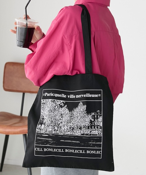 BONLECILL（ボンルシール）の「PARIS スーベニアコットンリネントートバッグ（トートバッグ・レディース・ブラック/アイボリー・FREE）」の17枚目の写真