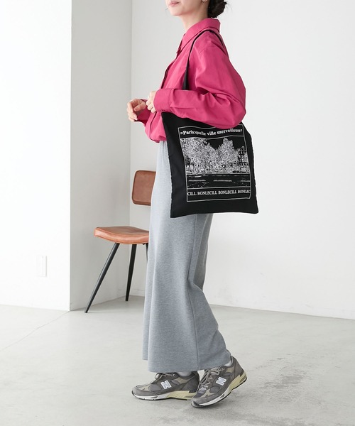 BONLECILL（ボンルシール）の「PARIS スーベニアコットンリネントートバッグ（トートバッグ・レディース・ブラック/アイボリー・FREE）」の20枚目の写真