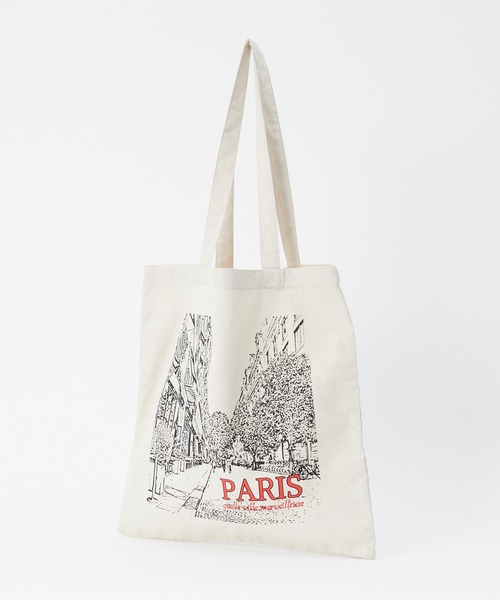 BONLECILL（ボンルシール）の「PARIS スーベニアコットンリネントートバッグ（トートバッグ・レディース・ブラック/アイボリー・FREE）」の4枚目の写真