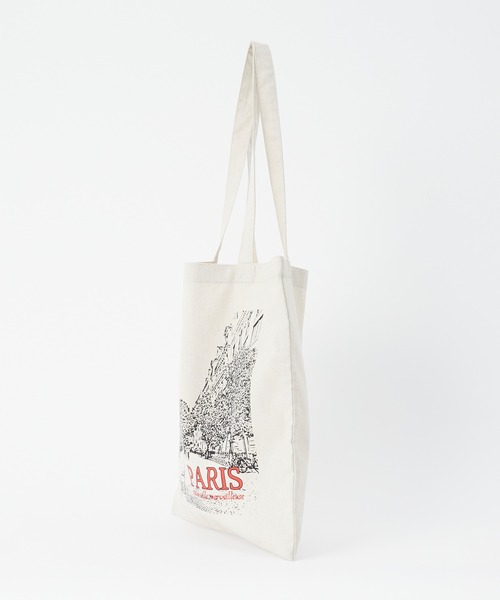 BONLECILL（ボンルシール）の「PARIS スーベニアコットンリネントートバッグ（トートバッグ・レディース・ブラック/アイボリー・FREE）」の5枚目の写真