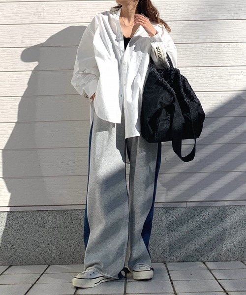 Q（キュー）の「ロゴリブドッキングシャツ（シャツ/ブラウス・レディース・ホワイト/ブルー系・MEDIUM）」の19枚目の写真