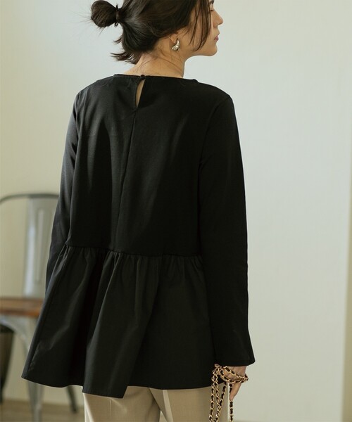 OPAQUE.CLIP（オペークドットクリップ）の「◆異素材Aラインカットソー/シルク調コットン【洗濯機洗い可】（Tシャツ/カットソー・レディース・グレー/ホワイト/ブラック/ライトブルー・40/38/36/42/34）」の18枚目の写真