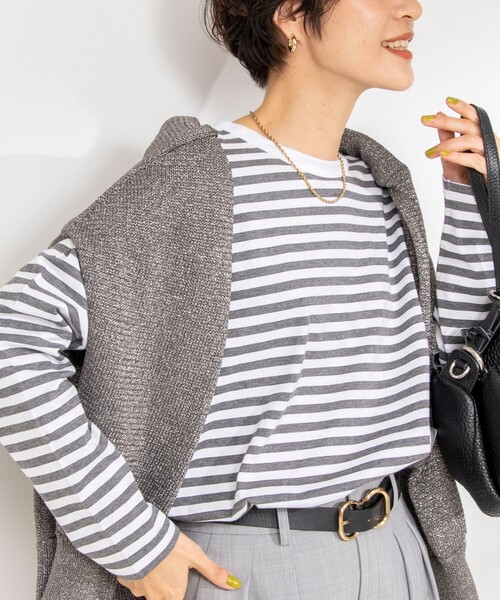 Rie Miller（リエミラー）の「GIZA COTTONロングスリーブTシャツ（Tシャツ/カットソー・レディース・ブラック系その他3/ブルー系その他3/グレー系その他・38）」の3枚目の写真