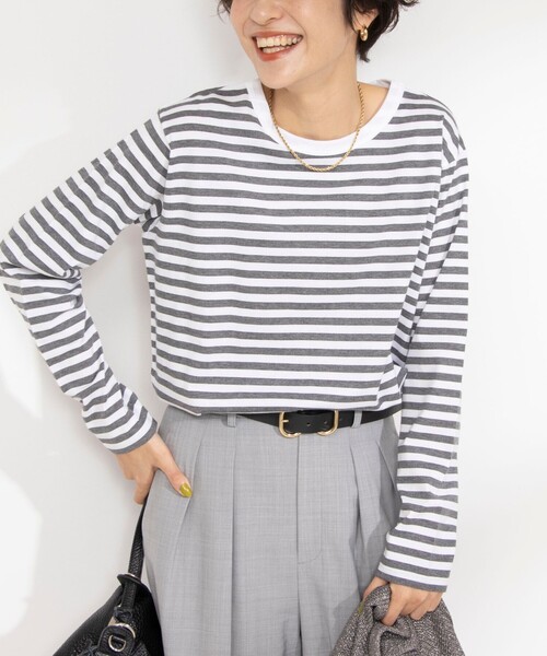 Rie Miller（リエミラー）の「GIZA COTTONロングスリーブTシャツ（Tシャツ/カットソー・レディース・ブラック系その他3/ブルー系その他3/グレー系その他・38）」の13枚目の写真