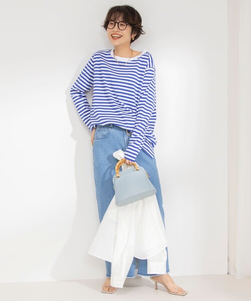 Rie Miller（リエミラー）の「GIZA COTTONロングスリーブTシャツ（Tシャツ/カットソー・レディース・ブラック系その他3/ブルー系その他3/グレー系その他・38）」の15枚目の写真