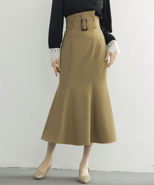 SAISON DE PAPILLON（セゾンドパピヨン）の「ハイウエストマーメイドスカート（スカート・レディース・ブラック/ブラウン/アイボリー/ライトブラウン・S/M/L）」の3枚目の写真