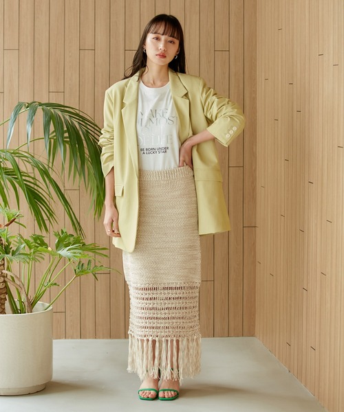 VIS（ビス）の「フリンジクロシェメッシュニットスカート（スカート・レディース・ベージュ系その他3/ブルー系その他4・FREE）」の16枚目の写真