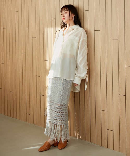 VIS（ビス）の「フリンジクロシェメッシュニットスカート（スカート・レディース・ベージュ系その他3/ブルー系その他4・FREE）」の12枚目の写真