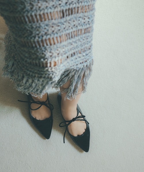 VIS（ビス）の「フリンジクロシェメッシュニットスカート（スカート・レディース・ベージュ系その他3/ブルー系その他4・FREE）」の4枚目の写真