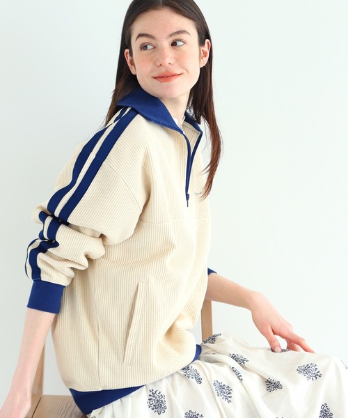 CRAFT STANDARD BOUTIQUE(クラフトスタンダードブティック)の「【ユニセックス】ハーフジップラインスウェット(スウェット・レディース・オレンジ/ベージュ/アイボリー/ブラック・L/M/XL)」の1枚目の写真