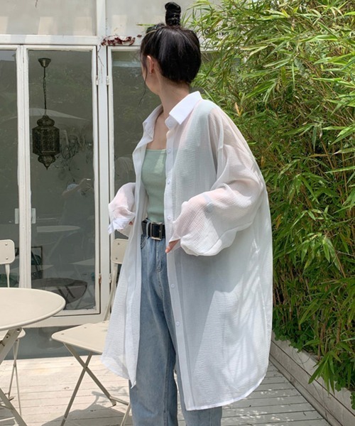 Miniministore(ミニミニストア)の「ロングカーディガン薄手シアーシャツ韓国風(カーディガン/ボレロ・レディース・ホワイト/ブルー/ミント・FREE)」の9枚目の写真