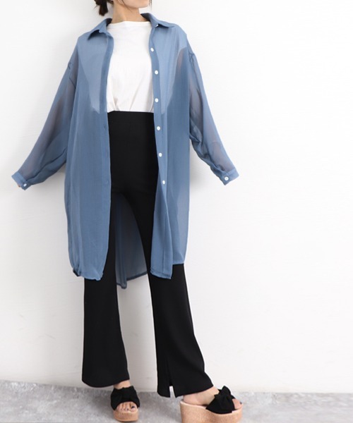 Miniministore(ミニミニストア)の「ロングカーディガン薄手シアーシャツ韓国風(カーディガン/ボレロ・レディース・ホワイト/ブルー/ミント・FREE)」の16枚目の写真
