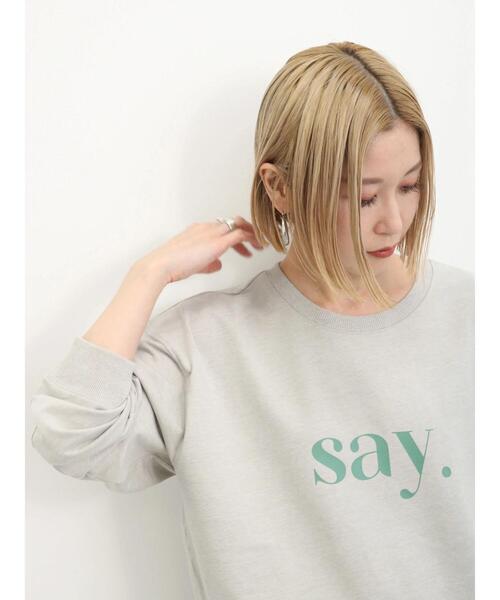 Samansa Mos2 blue（サマンサモスモスブルー）の「インレイプルオーバー（Tシャツ/カットソー・レディース・グレー/イエロー/チャコールグレー/ブルー/オフホワイト・F）」の3枚目の写真