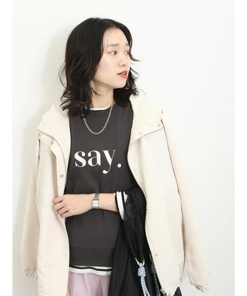 Samansa Mos2 blue（サマンサモスモスブルー）の「インレイプルオーバー（Tシャツ/カットソー・レディース・グレー/イエロー/チャコールグレー/ブルー/オフホワイト・F）」の2枚目の写真