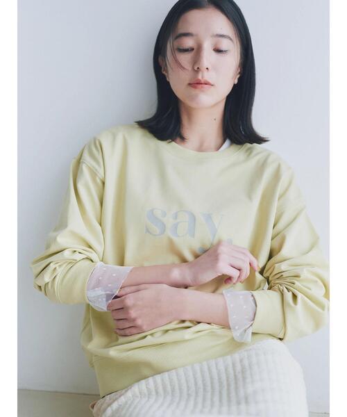 Samansa Mos2 blue（サマンサモスモスブルー）の「インレイプルオーバー（Tシャツ/カットソー・レディース・グレー/イエロー/チャコールグレー/ブルー/オフホワイト・F）」の6枚目の写真