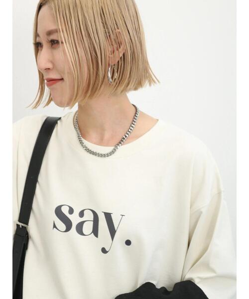 Samansa Mos2 blue（サマンサモスモスブルー）の「インレイプルオーバー（Tシャツ/カットソー・レディース・グレー/イエロー/チャコールグレー/ブルー/オフホワイト・F）」の9枚目の写真