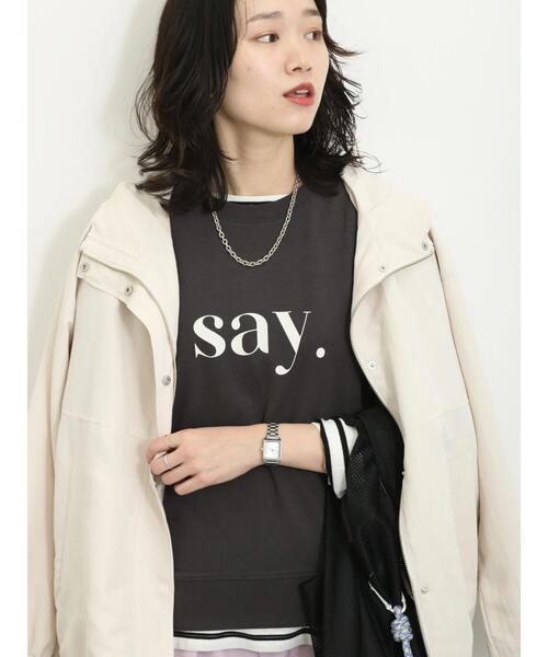 Samansa Mos2 blue（サマンサモスモスブルー）の「インレイプルオーバー（Tシャツ/カットソー・レディース・グレー/イエロー/チャコールグレー/ブルー/オフホワイト・F）」の19枚目の写真