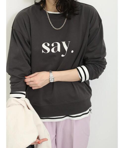 Samansa Mos2 blue（サマンサモスモスブルー）の「インレイプルオーバー（Tシャツ/カットソー・レディース・グレー/イエロー/チャコールグレー/ブルー/オフホワイト・F）」の20枚目の写真