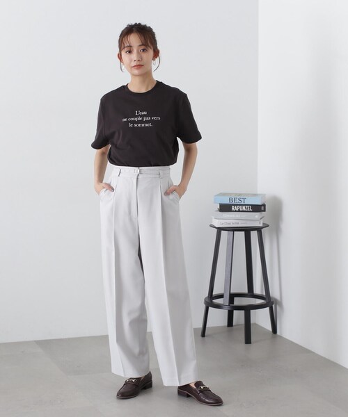N.(N. Natural Beauty Basic)(エヌエヌナチュラルビューティーベーシック)の「◆タイプライター風ロゴTシャツ(Tシャツ/カットソー・レディース・チャコールグレー/ホワイト/ライトグリーン・MEDIUM)」の7枚目の写真