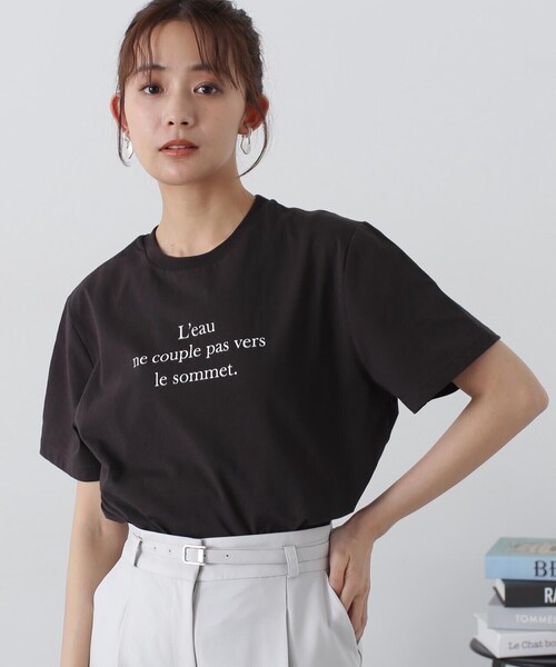 N.(N. Natural Beauty Basic)(エヌエヌナチュラルビューティーベーシック)の「◆タイプライター風ロゴTシャツ(Tシャツ/カットソー・レディース・チャコールグレー/ホワイト/ライトグリーン・MEDIUM)」の10枚目の写真