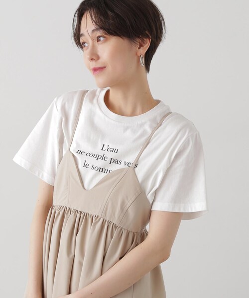 N.(N. Natural Beauty Basic)(エヌエヌナチュラルビューティーベーシック)の「◆タイプライター風ロゴTシャツ(Tシャツ/カットソー・レディース・チャコールグレー/ホワイト/ライトグリーン・MEDIUM)」の11枚目の写真