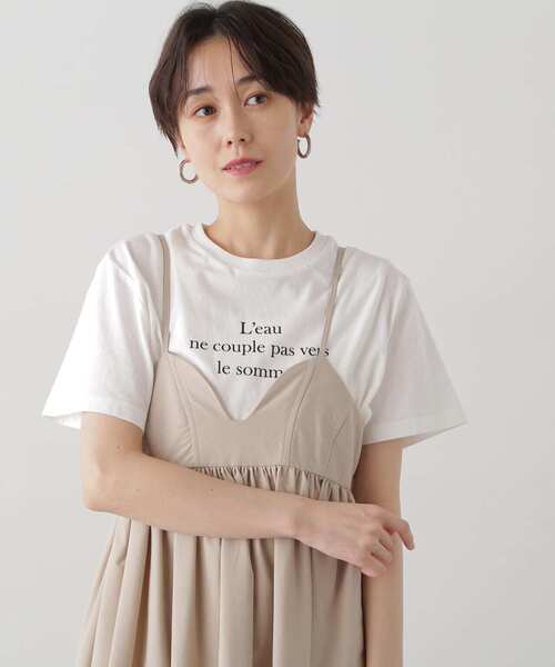 N.(N. Natural Beauty Basic)(エヌエヌナチュラルビューティーベーシック)の「◆タイプライター風ロゴTシャツ(Tシャツ/カットソー・レディース・チャコールグレー/ホワイト/ライトグリーン・MEDIUM)」の13枚目の写真