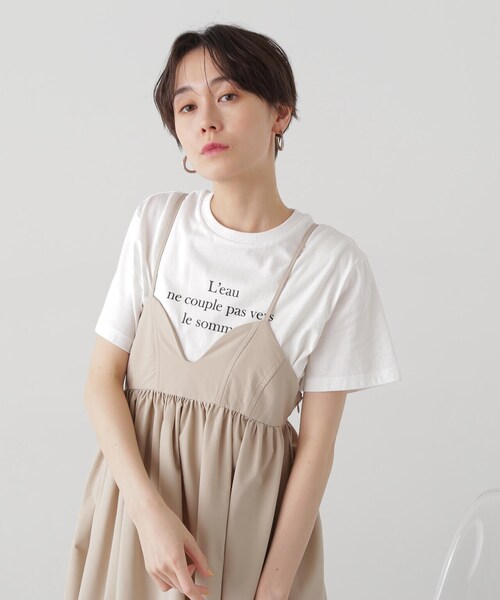 N.(N. Natural Beauty Basic)(エヌエヌナチュラルビューティーベーシック)の「◆タイプライター風ロゴTシャツ(Tシャツ/カットソー・レディース・チャコールグレー/ホワイト/ライトグリーン・MEDIUM)」の16枚目の写真