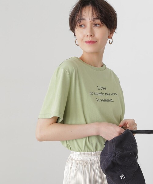 N.(N. Natural Beauty Basic)(エヌエヌナチュラルビューティーベーシック)の「◆タイプライター風ロゴTシャツ(Tシャツ/カットソー・レディース・チャコールグレー/ホワイト/ライトグリーン・MEDIUM)」の3枚目の写真