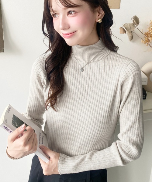 極美品　MORABITO プルミエ　ラメ系 ニット　プルオーバー 　モラビト セール】12G ボトルネックラメニットプルオーバー（ニット