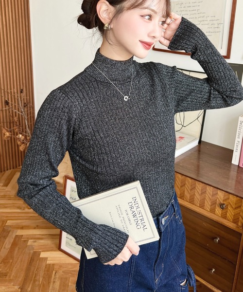 極美品　MORABITO プルミエ　ラメ系 ニット　プルオーバー 　モラビト 杢ラメフードニットプルオーバー（ニット/セーター） | grove