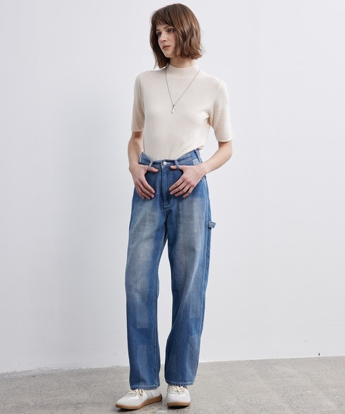 ELOOPS(イーループス)の「【ELOOPS】クルーネック フィットニットTシャツ・プルオーバー(Tシャツ/カットソー・レディース・ライトベージュ/チャコールグレー/ブルー・L/M/S)」の7枚目の写真