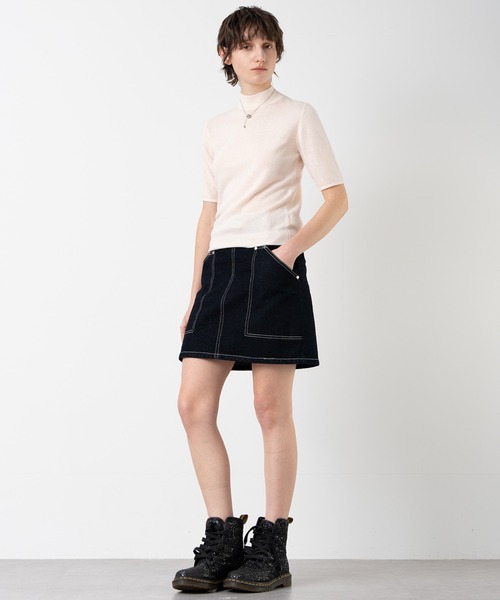 ELOOPS(イーループス)の「【ELOOPS】クルーネック フィットニットTシャツ・プルオーバー(Tシャツ/カットソー・レディース・ライトベージュ/チャコールグレー/ブルー・L/M/S)」の16枚目の写真