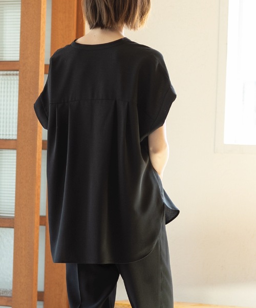 OPAQUE.CLIP(オペークドットクリップ)の「◆≪7color/SS-LLsize≫ スキッパーブラウス/セットアップ対応【防シワ/洗濯機洗い可】(シャツ/ブラウス・レディース・ベージュ/ブルー系その他/ホワイト/ライトグレー/グリーン系その他5/ダークブラウン系7/ブラック・42/40/38/36/34)」の12枚目の写真