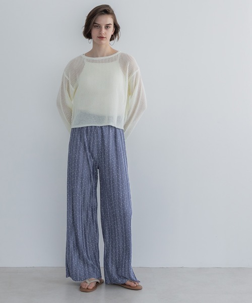 coca(coca)(コカ)の「ドット柄プリーツパンツ/カットオフ可能(その他パンツ・レディース・ダークブルー/ブラック・SHORT/LONG)」の6枚目の写真