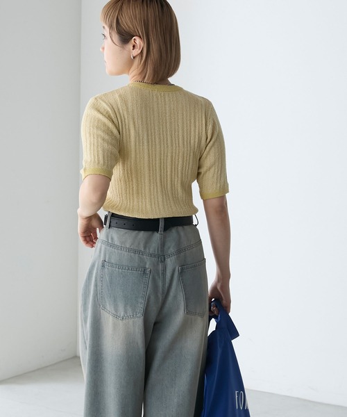 forksy.(フォルクシー)の「【forksy.】ミジンボーダーポケット付きニット半袖プルオーバー(ニット/セーター・レディース・ブラック/ライム/ピンク・FREE)」の19枚目の写真