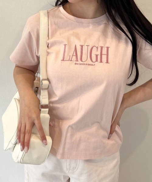 OLIVE des OLIVE（オリーブデオリーブ）の「ロゴTシャツ　1041060550（Tシャツ/カットソー・レディース・トップグレー/ホワイト/ブラック/ピンク/イエロー/サックスブルー/オフホワイト・FREE）」の7枚目の写真